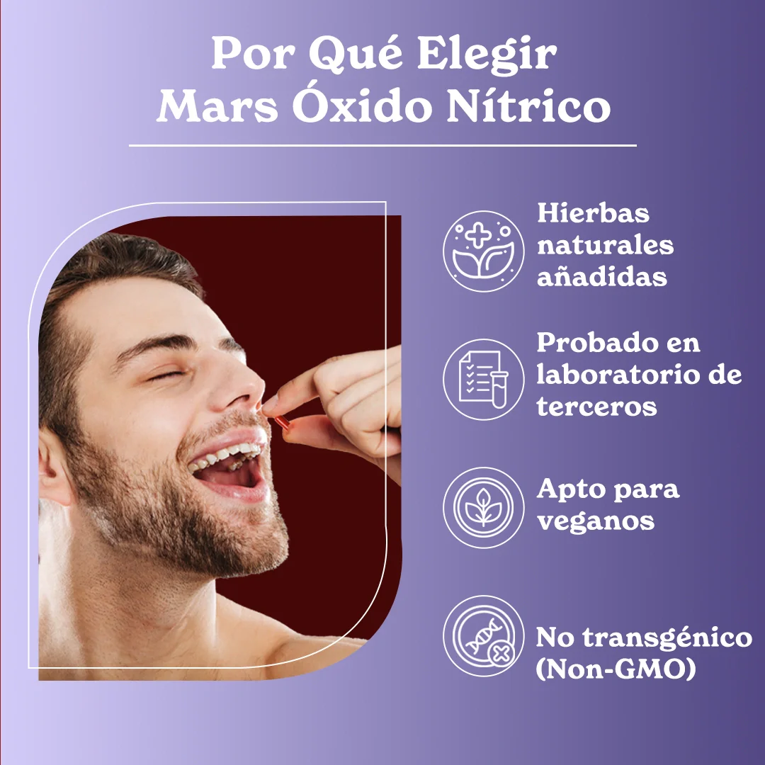 Cápsulas de Óxido Nítrico Mars con L-Arginina, L-Citrulina y Adaptógenos – Apoyo a la Circulación, Resistencia y Recuperación (60N) - Image 10