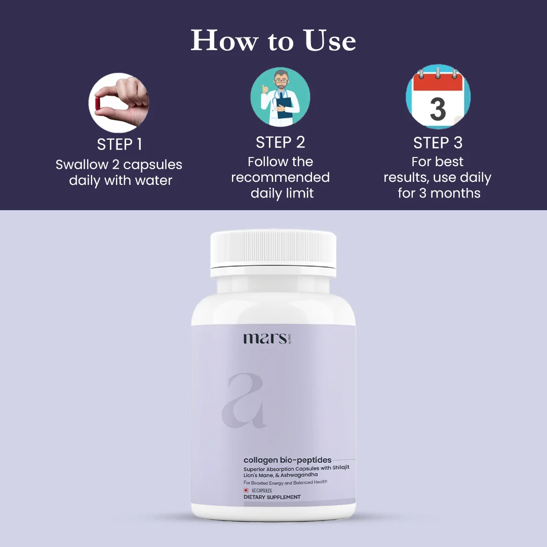 Mars Collagen Bio-Peptide Capsules with Collagen Peptides, Biotin & Vitamin C | Skin, Hair, Nails & Joint Support | 60 Capsules - Image 5