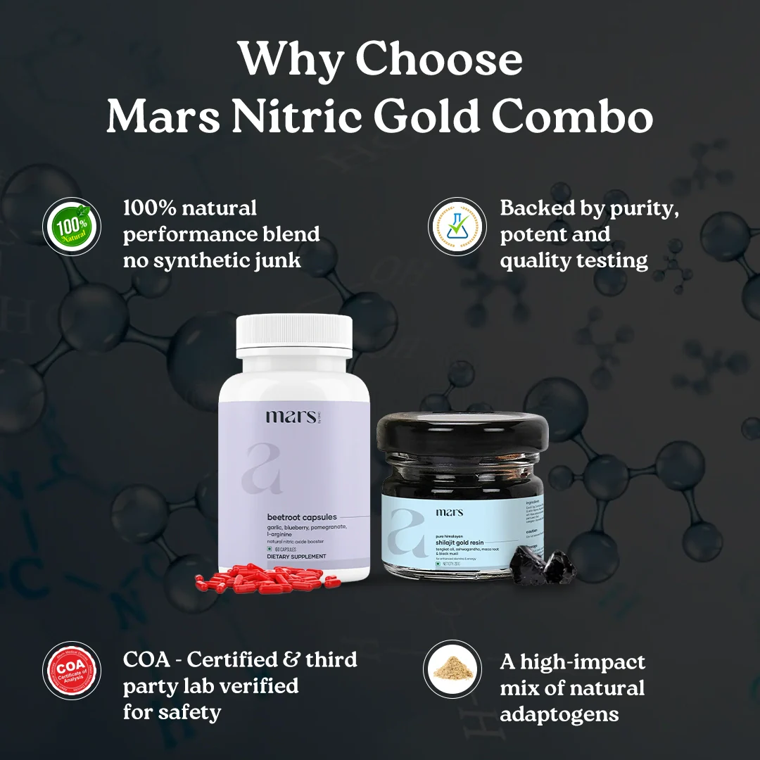 Mars Nitric Gold Combo : Mars Beetroot Nitric Oxide Booster & Mars Pure Himalayan Shilajit Gold Resin - Image 2