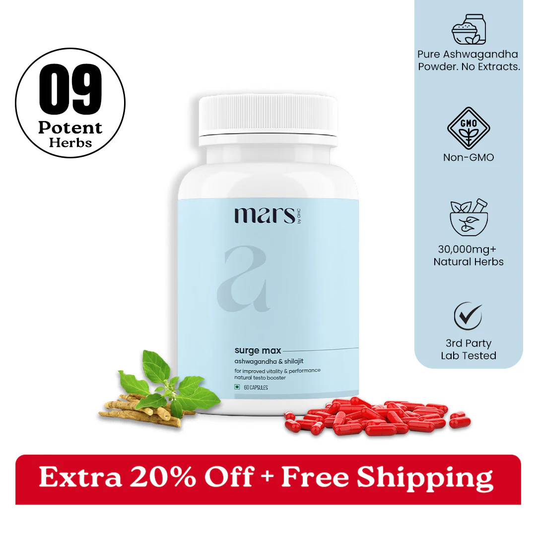 Mars Natural Ashwagandha Caps: Powered with Shilajit & Safed Musli