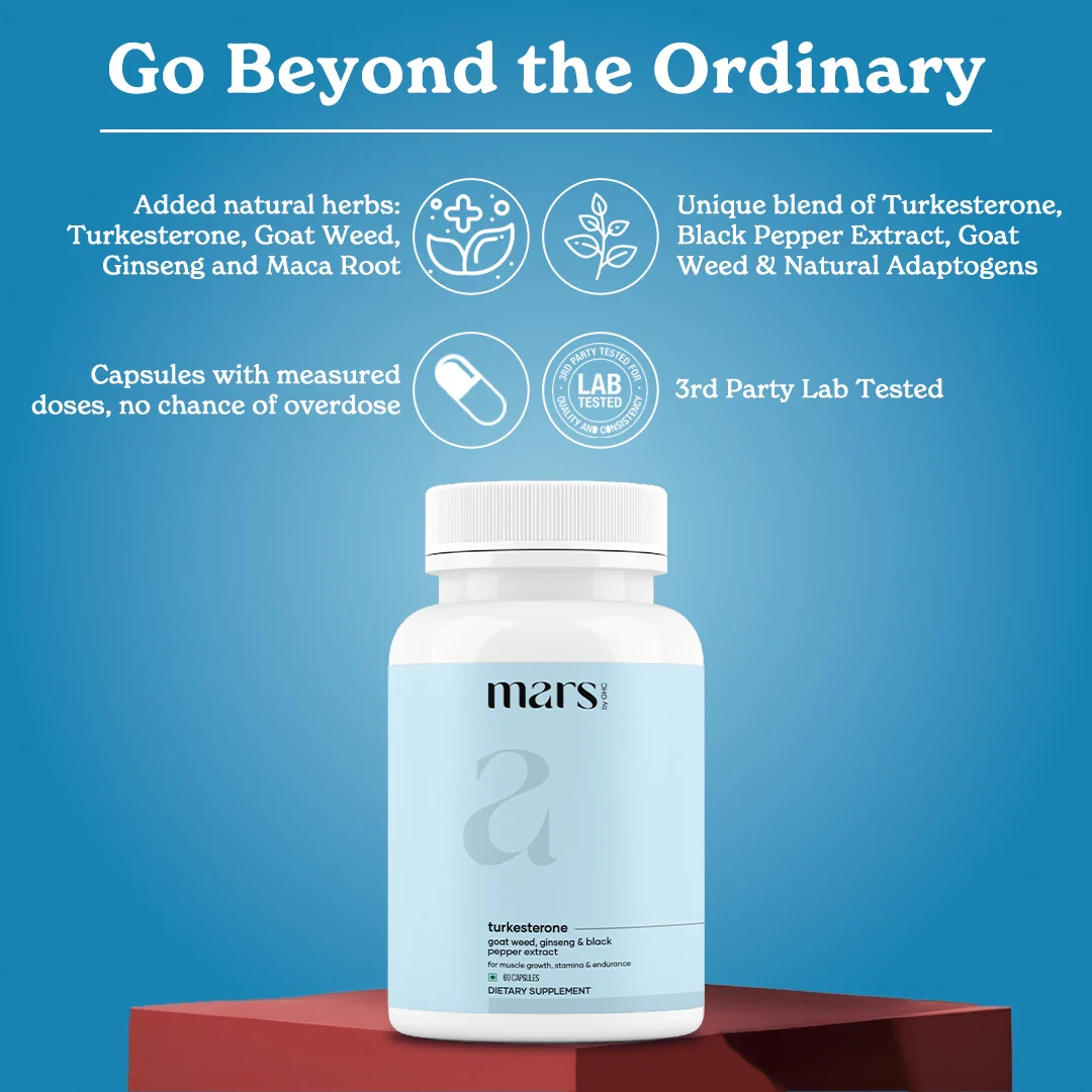 Mars Turkesterone Capsules: Powered with Goat Weed, Ginseng For Better T-Levels & Bedroom Game - Image 4