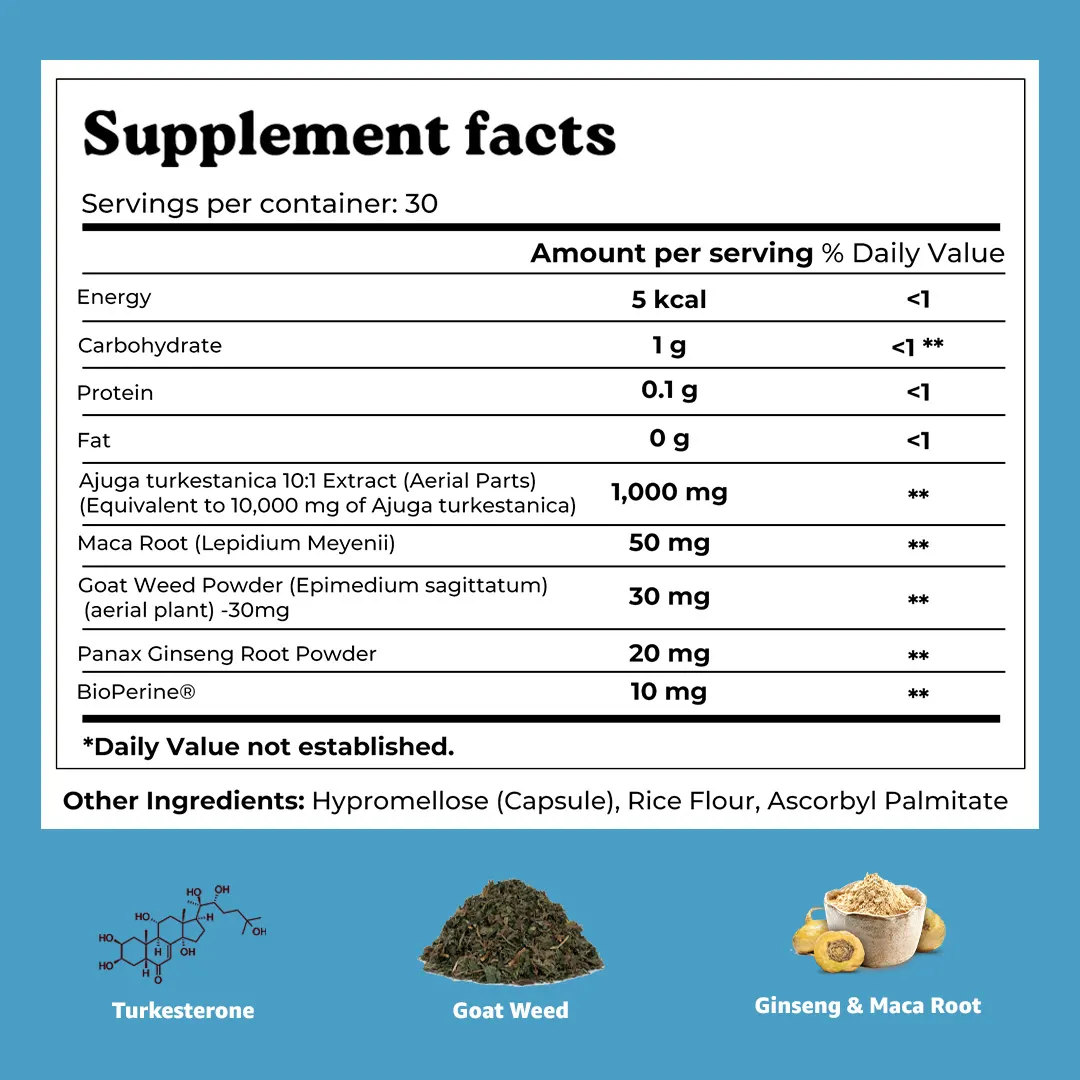 Mars Turkesterone Capsules: Powered with Goat Weed, Ginseng For Better T-Levels & Bedroom Game - Image 8