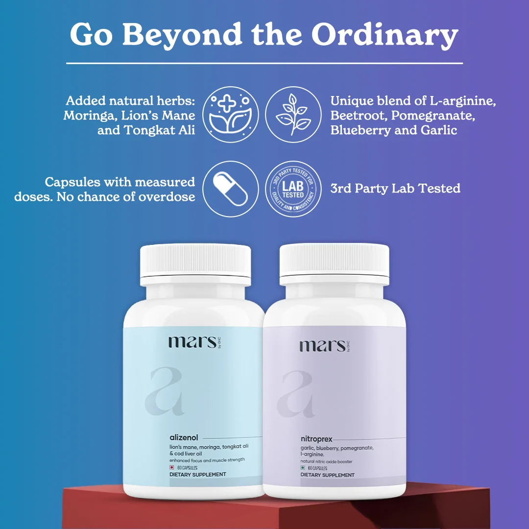 Mars SizeOMax Combo: Dual Action NitroPrex & Alizenol Stack for Blood Flow, Size & Performance - Image 4