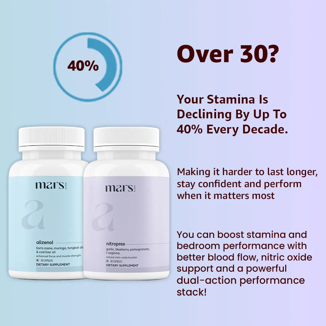 Mars SizeOMax Combo: Dual Action NitroPrex & Alizenol Stack for Blood Flow, Size & Performance - Image 5